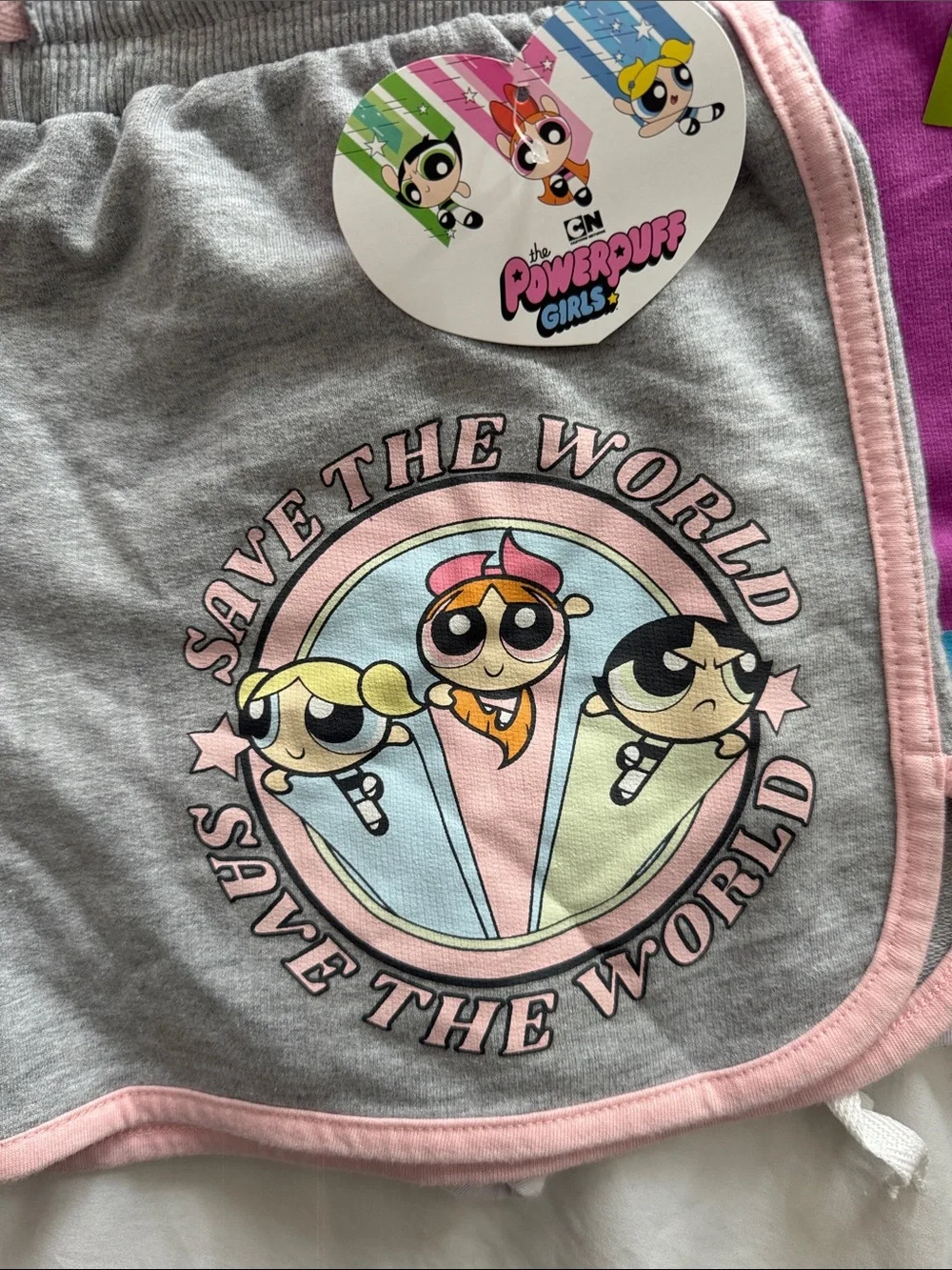 Nickelodeon Powerpuff Girls Gray & Pink Girls' Shorts - Save The World